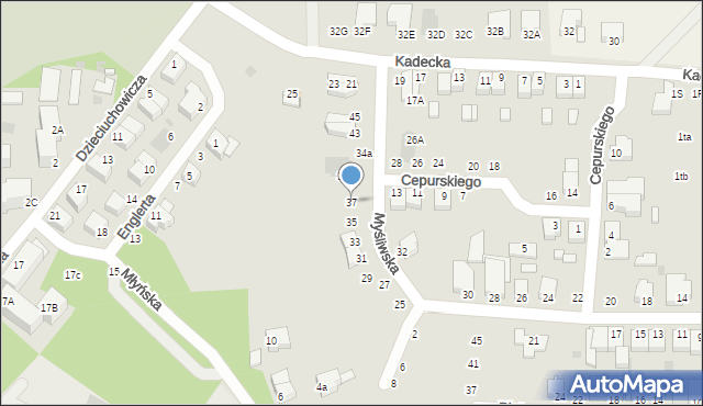 Rawicz, Myśliwska, 37, mapa Rawicz