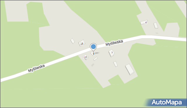 Rudnik nad Sanem, Myśliwska, 9, mapa Rudnik nad Sanem