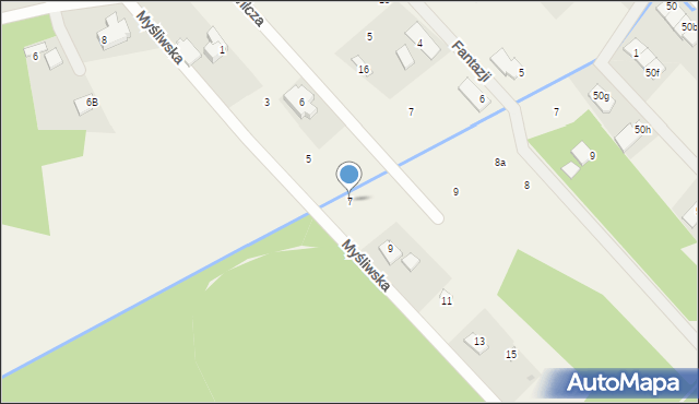 Rusiec, Myśliwska, 7, mapa Rusiec