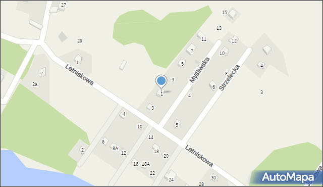 Rybakowo, Myśliwska, 1, mapa Rybakowo