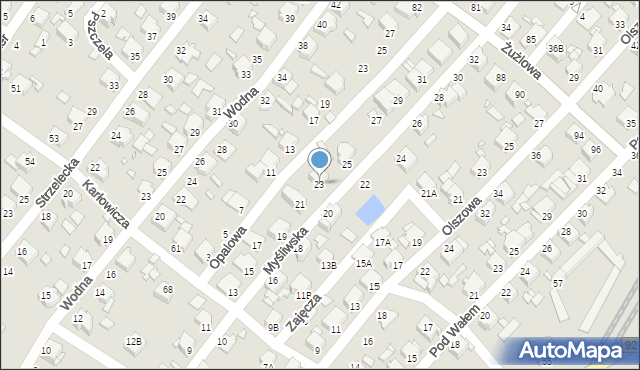 Rybnik, Myśliwska, 23, mapa Rybnika