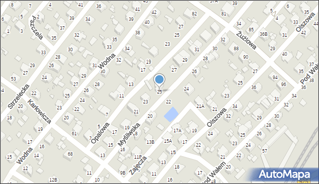 Rybnik, Myśliwska, 25, mapa Rybnika