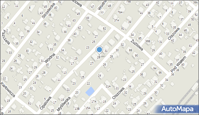 Rybnik, Myśliwska, 29b, mapa Rybnika