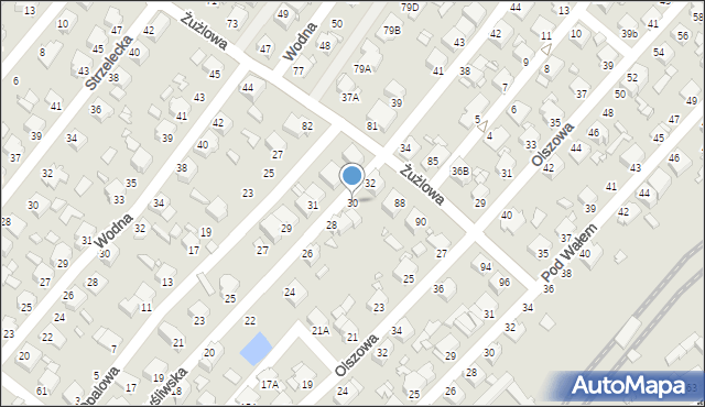 Rybnik, Myśliwska, 30, mapa Rybnika