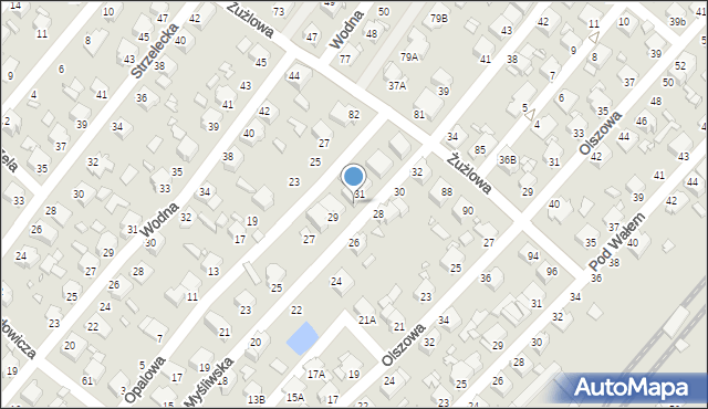 Rybnik, Myśliwska, 31a, mapa Rybnika