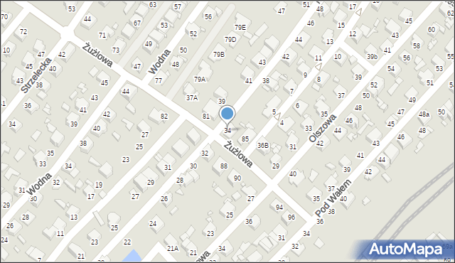 Rybnik, Myśliwska, 34, mapa Rybnika