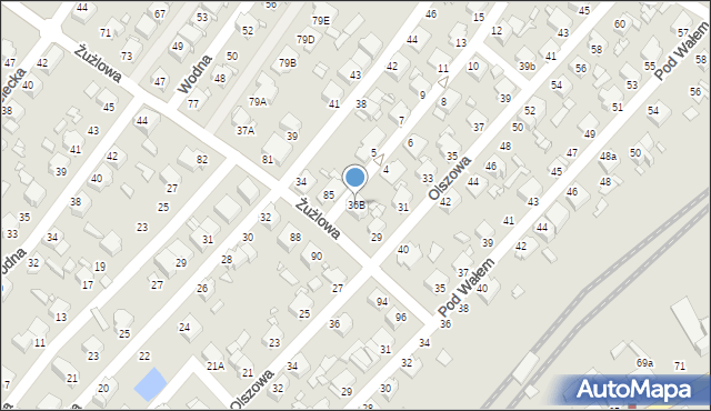 Rybnik, Myśliwska, 36B, mapa Rybnika