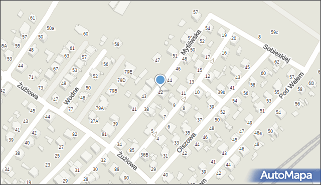 Rybnik, Myśliwska, 42, mapa Rybnika