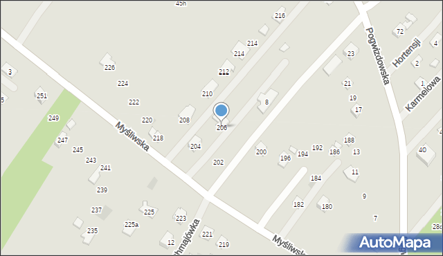 Rzeszów, Myśliwska, 206, mapa Rzeszów