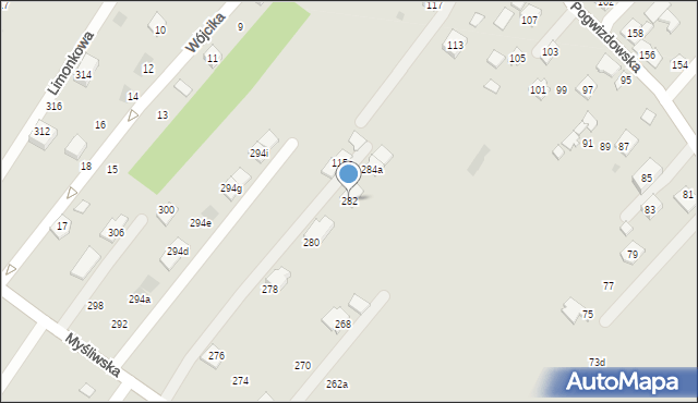 Rzeszów, Myśliwska, 282, mapa Rzeszów