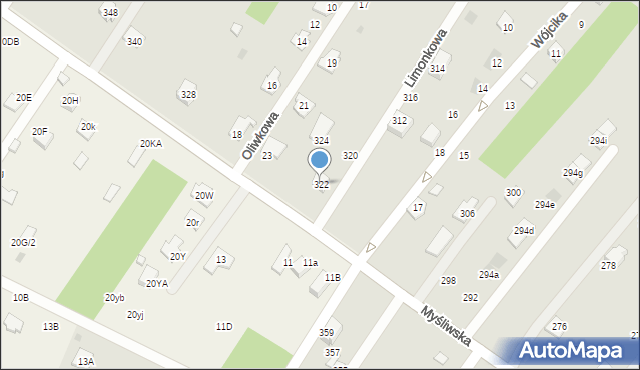 Rzeszów, Myśliwska, 322, mapa Rzeszów