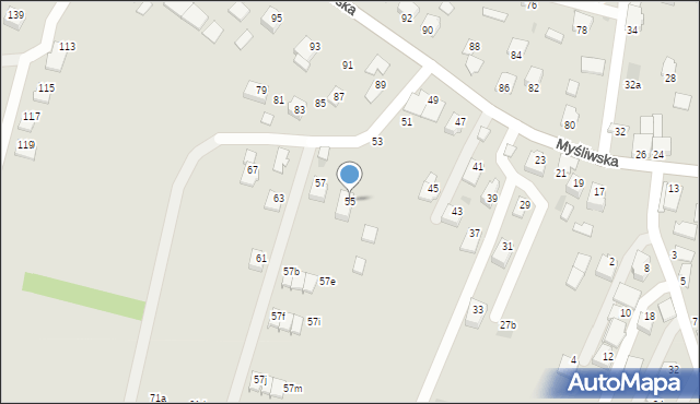 Rzeszów, Myśliwska, 55, mapa Rzeszów