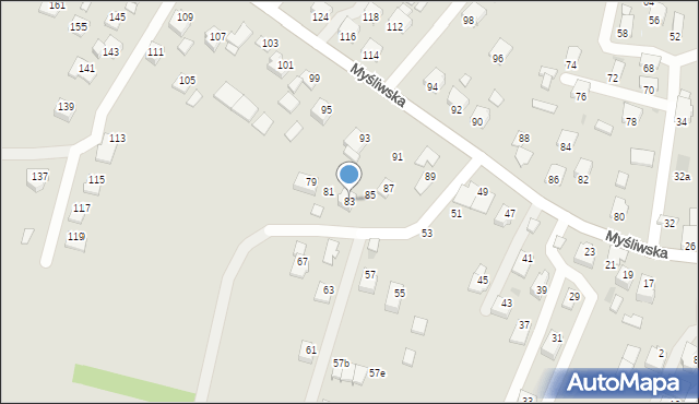 Rzeszów, Myśliwska, 83, mapa Rzeszów