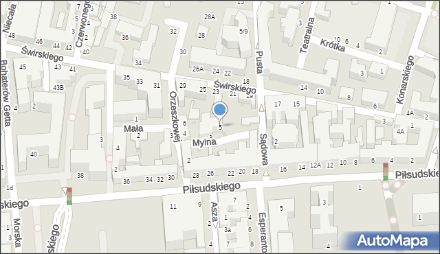 Siedlce, Mylna, 5, mapa Siedlce