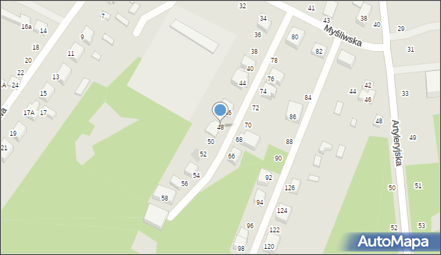 Siedlce, Myśliwska, 48, mapa Siedlce