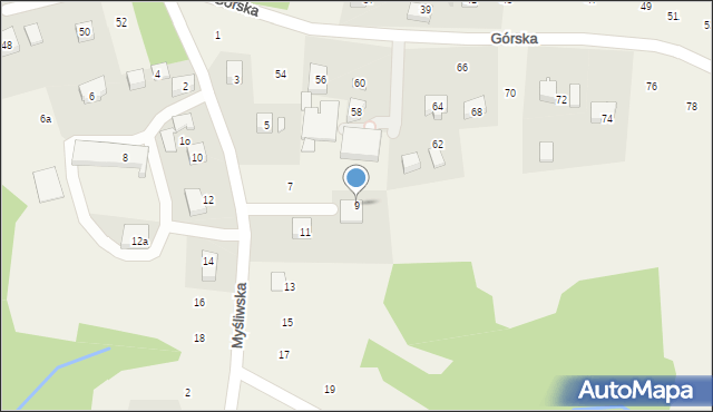 Siepraw, Myśliwska, 9, mapa Siepraw