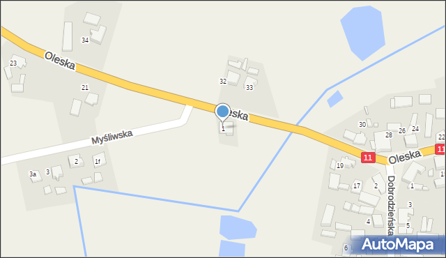Sieraków Śląski, Myśliwska, 1, mapa Sieraków Śląski