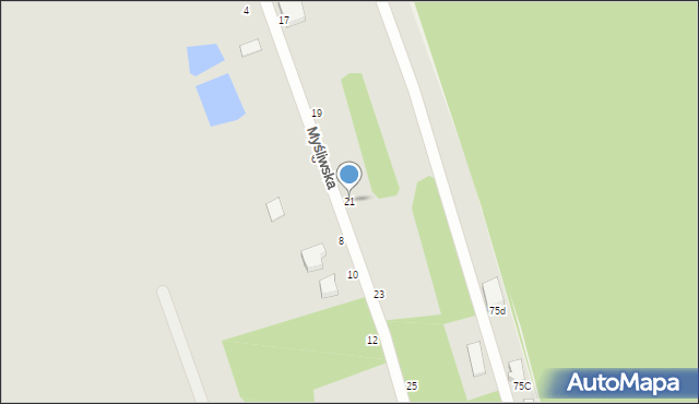 Skierniewice, Myśliwska, 21, mapa Skierniewic