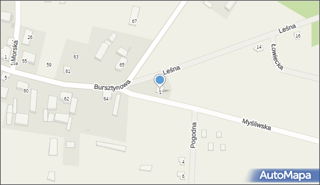 Słajszewo, Myśliwska, 1, mapa Słajszewo