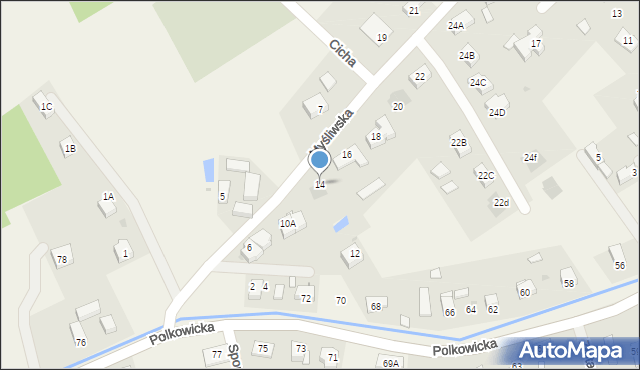 Sobin, Myśliwska, 14, mapa Sobin