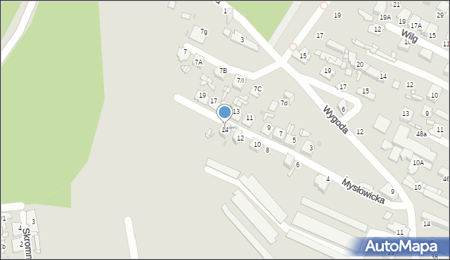 Sosnowiec, Mysłowicka, 14, mapa Sosnowca