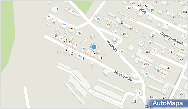 Sosnowiec, Mysłowicka, 5, mapa Sosnowca