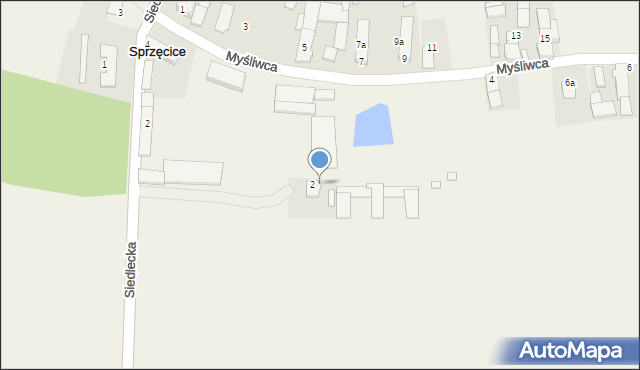 Sprzęcice, Myśliwca, 2a, mapa Sprzęcice
