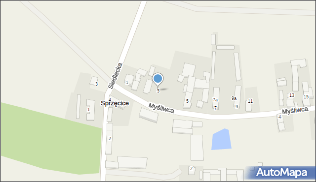 Sprzęcice, Myśliwca, 3, mapa Sprzęcice