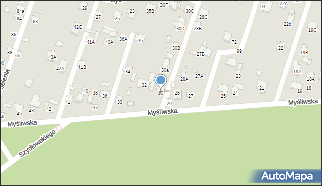 Starachowice, Myśliwska, 30, mapa Starachowic
