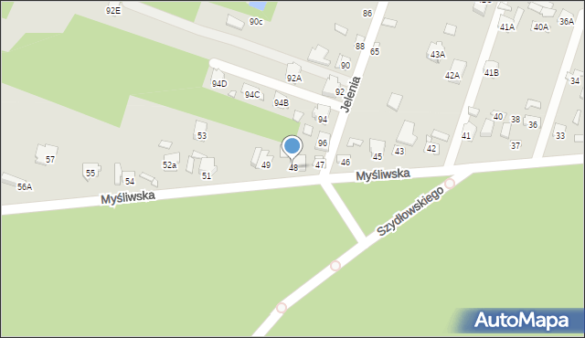 Starachowice, Myśliwska, 48, mapa Starachowic