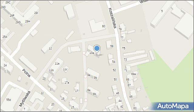 Szczecinek, Myśliwska, 10b, mapa Szczecinek