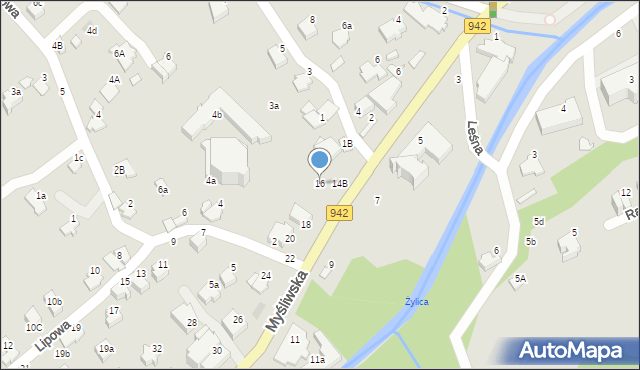 Szczyrk, Myśliwska, 16, mapa Szczyrk