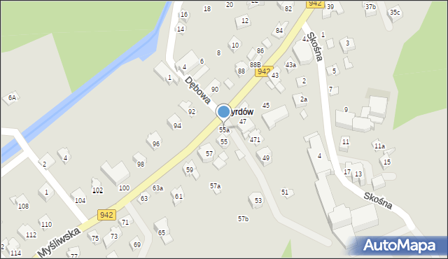 Szczyrk, Myśliwska, 55a, mapa Szczyrk