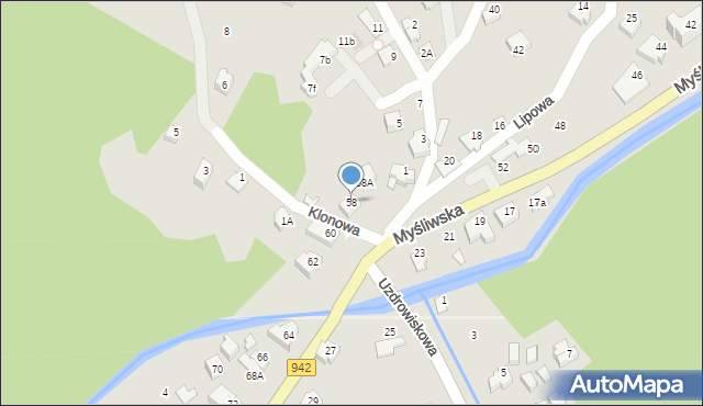 Szczyrk, Myśliwska, 58, mapa Szczyrk