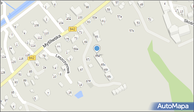 Szczyrk, Myśliwska, 65a, mapa Szczyrk