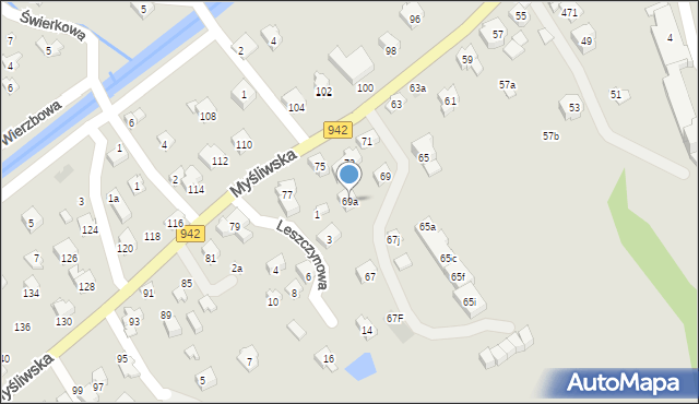 Szczyrk, Myśliwska, 69a, mapa Szczyrk