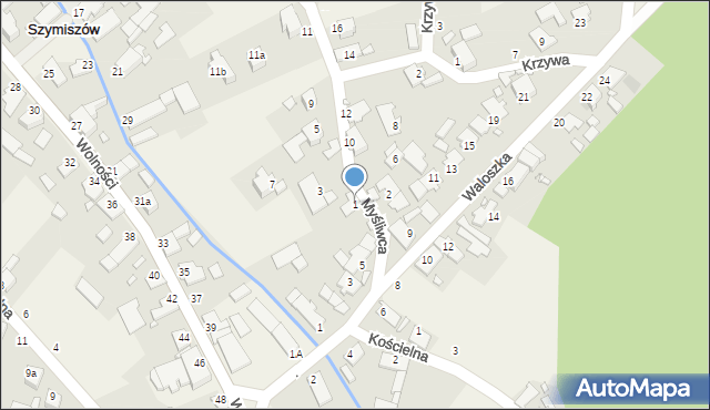 Szymiszów, Myśliwca Franciszka, 1, mapa Szymiszów