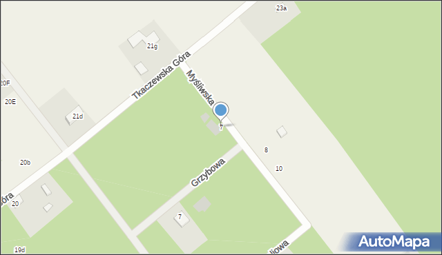 Tkaczewska Góra, Myśliwska, 7, mapa Tkaczewska Góra