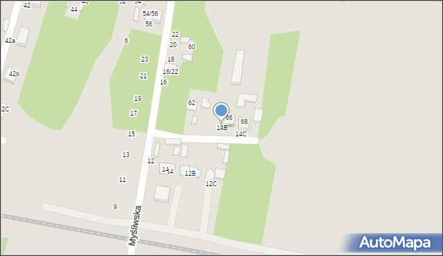 Tomaszów Mazowiecki, Myśliwska, 14B, mapa Tomaszów Mazowiecki