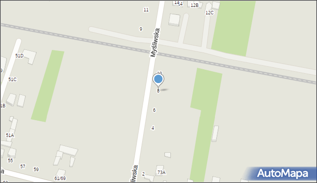 Tomaszów Mazowiecki, Myśliwska, 8, mapa Tomaszów Mazowiecki