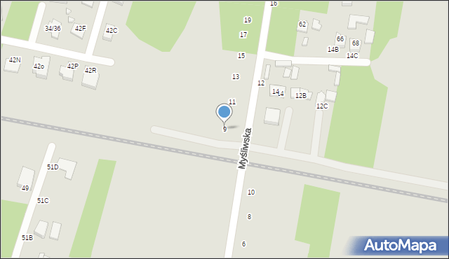 Tomaszów Mazowiecki, Myśliwska, 9, mapa Tomaszów Mazowiecki