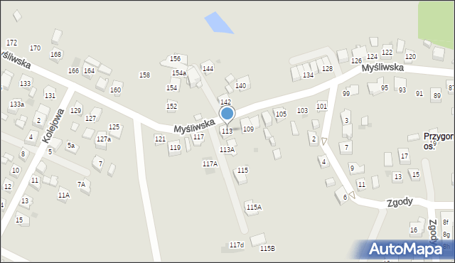 Tychy, Myśliwska, 113, mapa Tychów