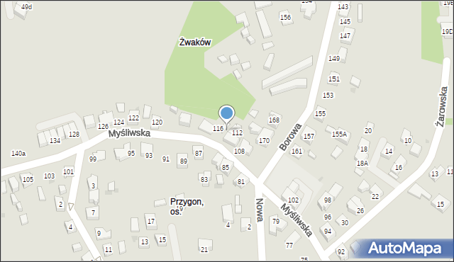 Tychy, Myśliwska, 114, mapa Tych&oacute;w