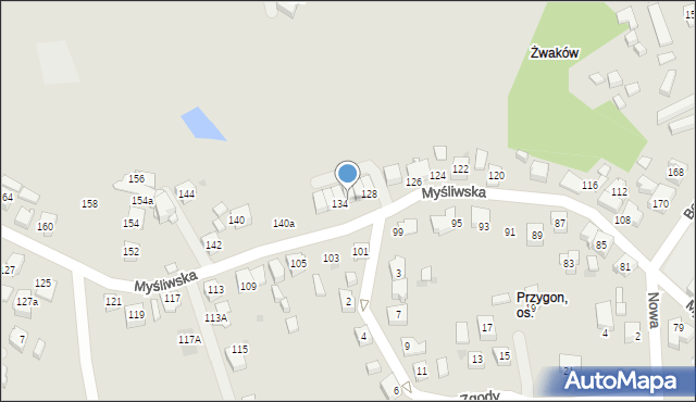 Tychy, Myśliwska, 132, mapa Tychów