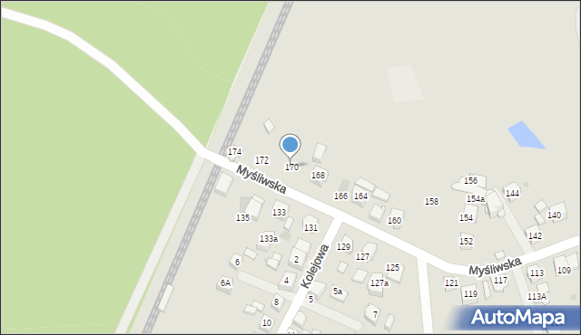 Tychy, Myśliwska, 170, mapa Tychów