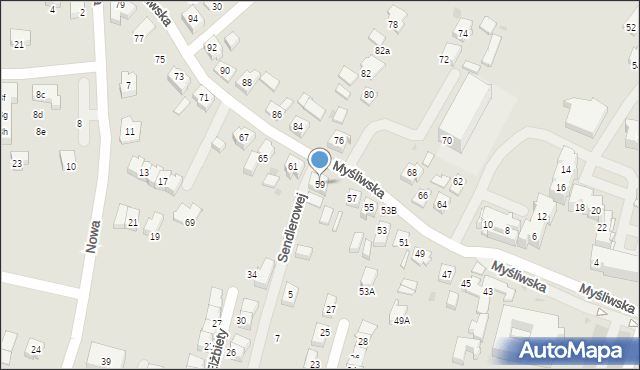 Tychy, Myśliwska, 59, mapa Tychów