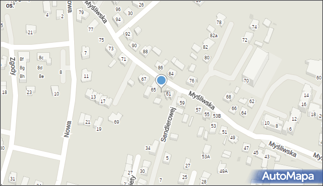 Tychy, Myśliwska, 63, mapa Tychów