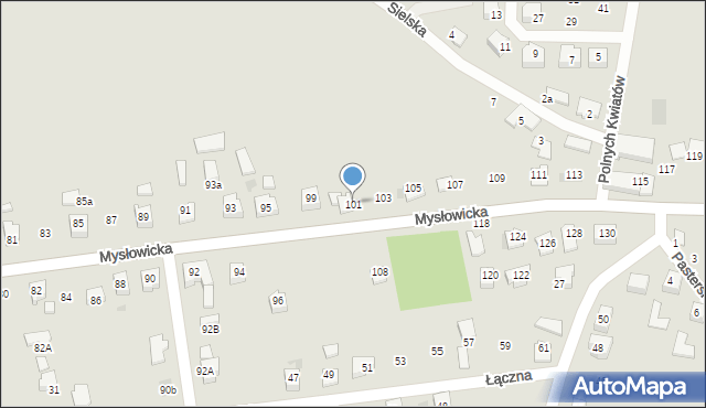 Tychy, Mysłowicka, 101, mapa Tychów