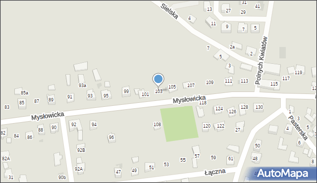Tychy, Mysłowicka, 103, mapa Tychów