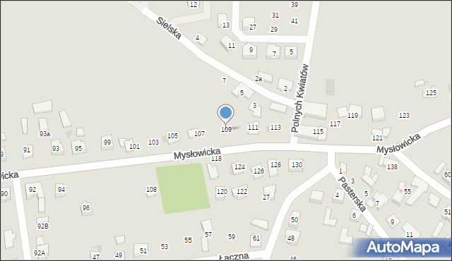Tychy, Mysłowicka, 109, mapa Tychów
